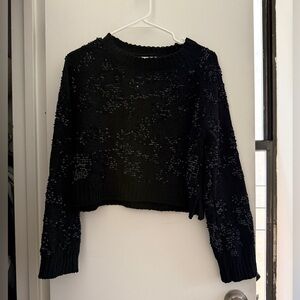 Black Sequined Knit Sweater